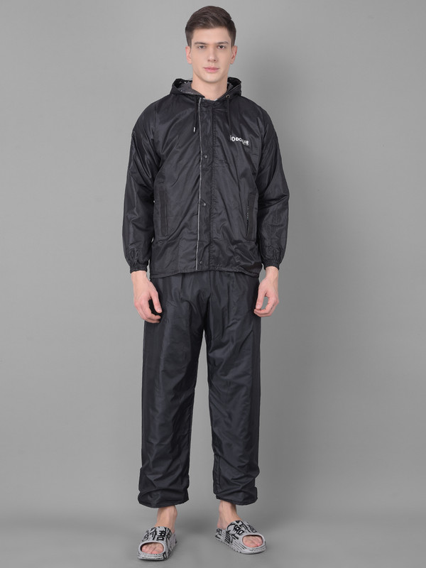 Dollar Rainguard Men's PVC Full Sleeve Solid Reversible Raincoat Set With Adjustable Hood and Pocket