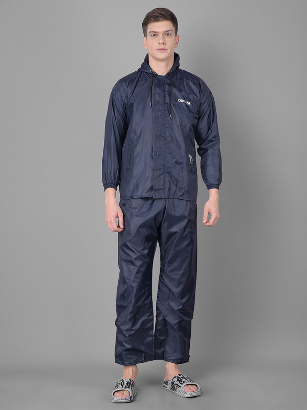 Dollar Rainguard Men's PVC Full Sleeve Solid Reversible Raincoat Set With Adjustable Hood and Pocket