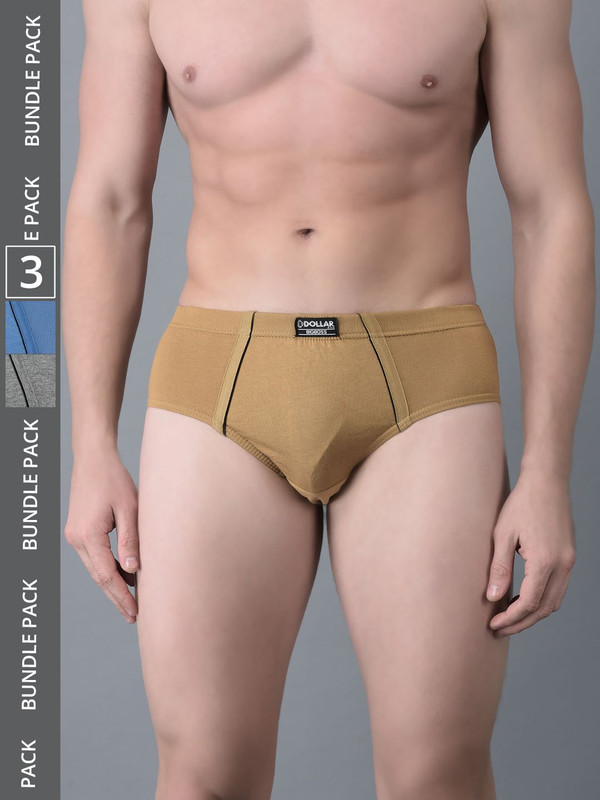 Dollar Bigboss Men's Assorted Pack of 3 Cotton Brief