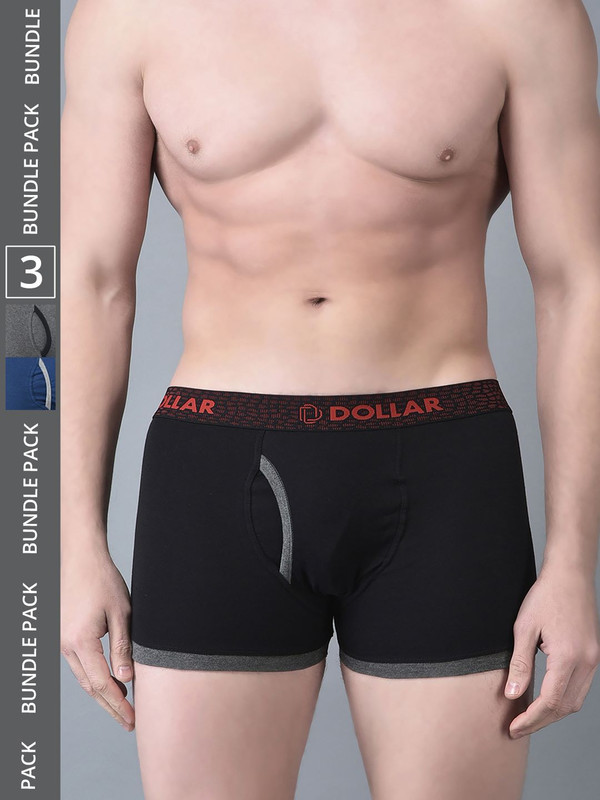 Dollar Bigboss Men's Assorted Pack of 3 Cotton Trunk