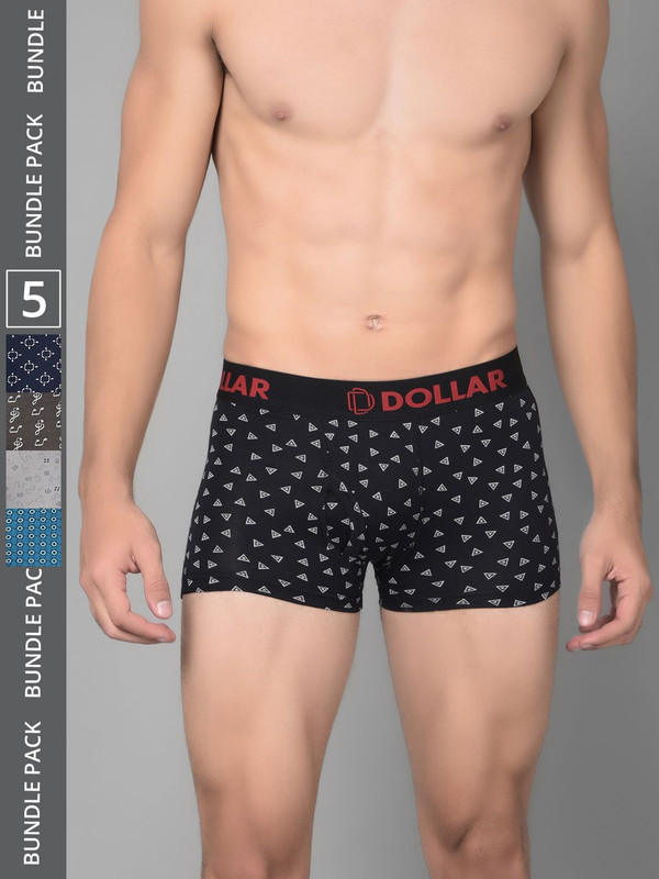 Dollar Bigboss Men's Assorted Pack of 5 Cotton Trunk