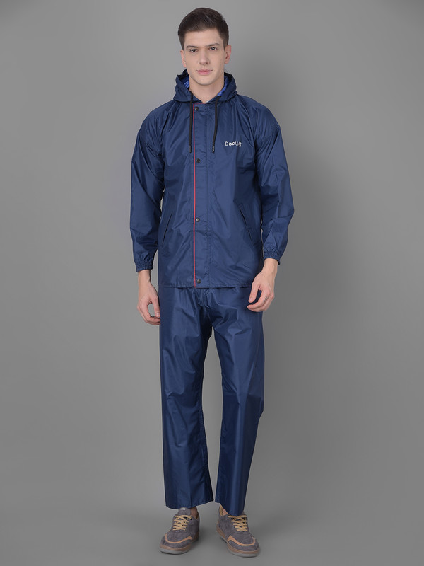 Dollar Rainguard Men's PVC Full Sleeve Solid Raincoat Set With Adjustable Hood and Pocket
