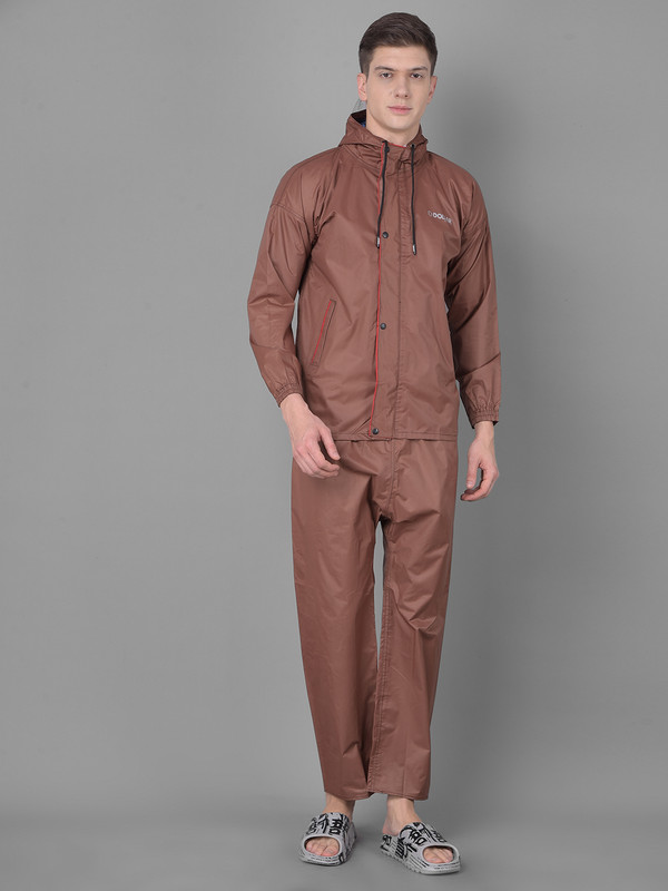 Dollar Rainguard Men's PVC Full Sleeve Solid Raincoat Set With Adjustable Hood and Pocket