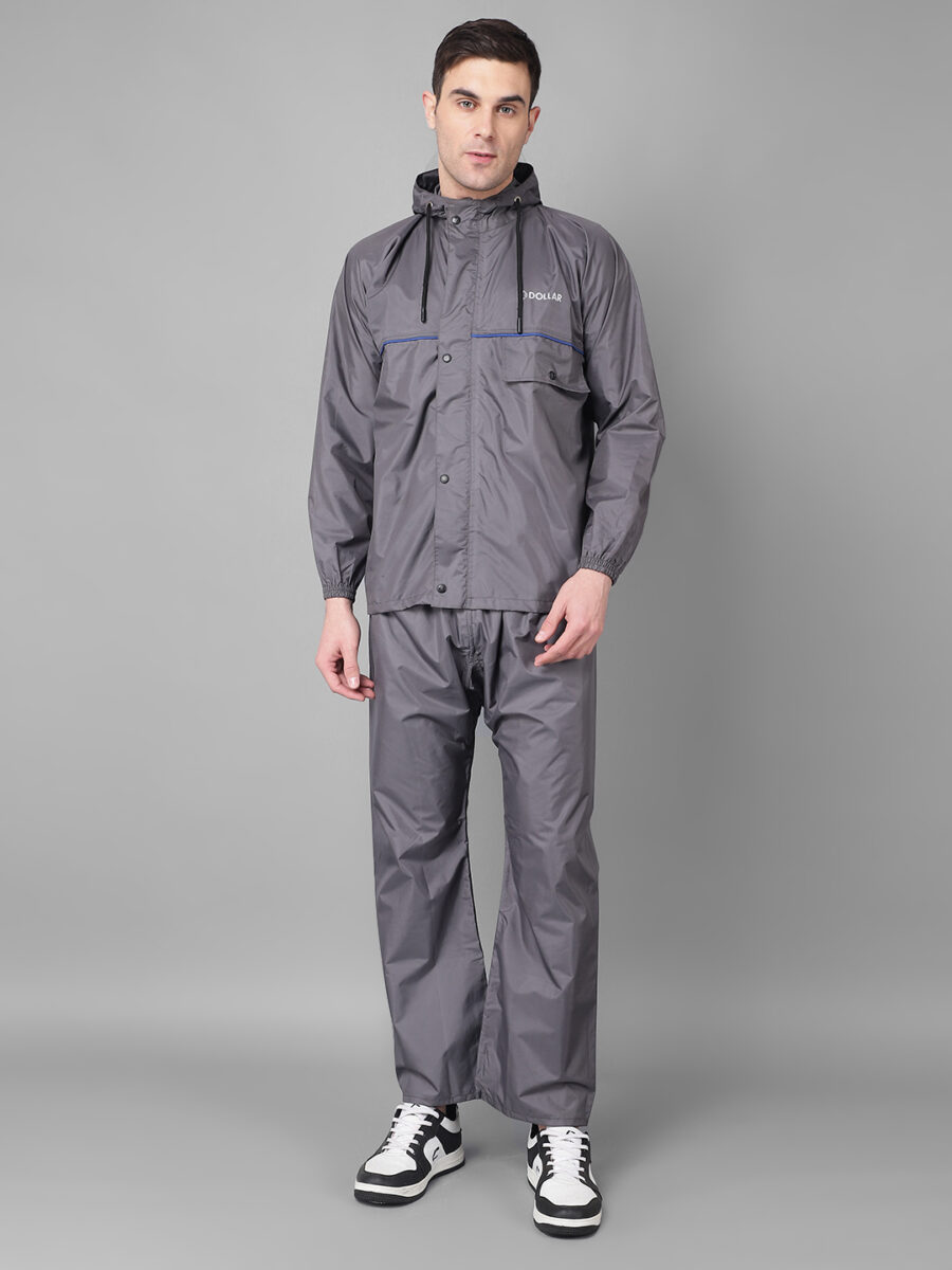 Dollar Rainguard Men's PVC Full Sleeve Solid Raincoat With Adjustable Hood and Pocket