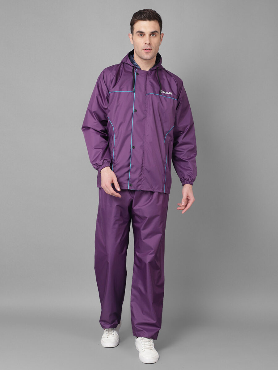 Dollar Rainguard Men's PVC Full Sleeve Solid Reversible Raincoat Set With Adjustable Hood and Pocket