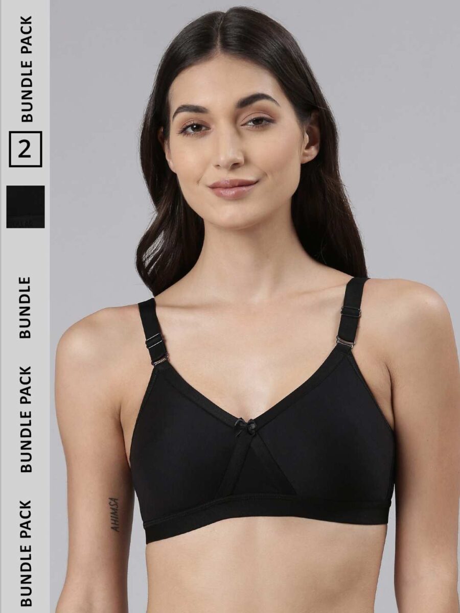 Dollar Missy Pack of 2 Women's Cotton Wire-Free Crossover Support Bra