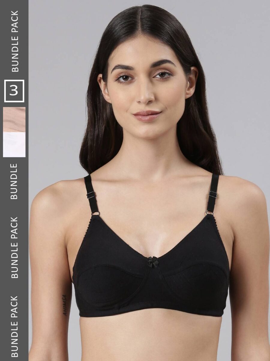 Dollar Missy Pack of 3 Women's Cotton Wire-Free Uplift Support Bra