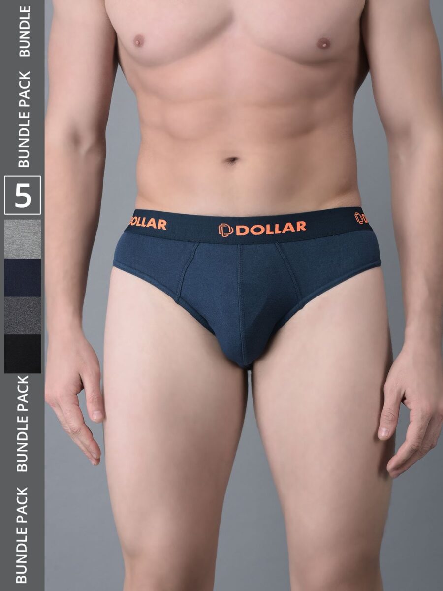 Dollar Bigboss Men's Pack of 5 Cotton Superior Snug Fit Solid Brief