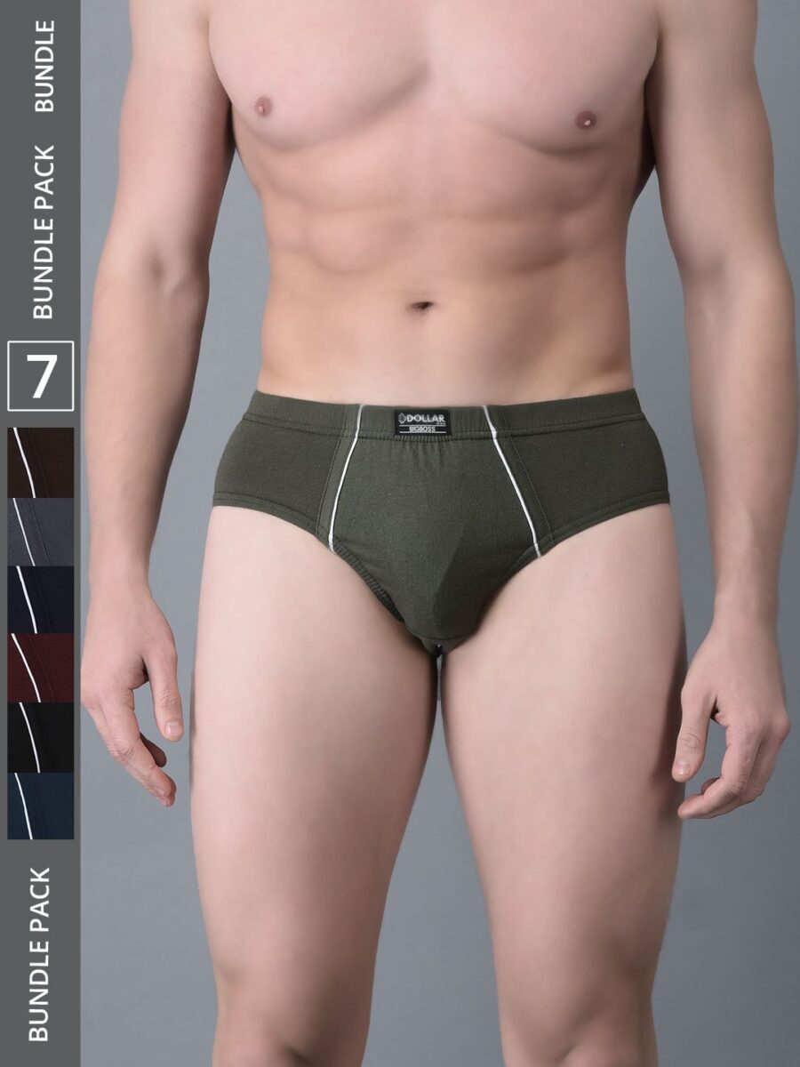 Dollar Bigboss Men's Pack of 7 Combed Cotton Solid Brief With Anti-Microbial Odour Control