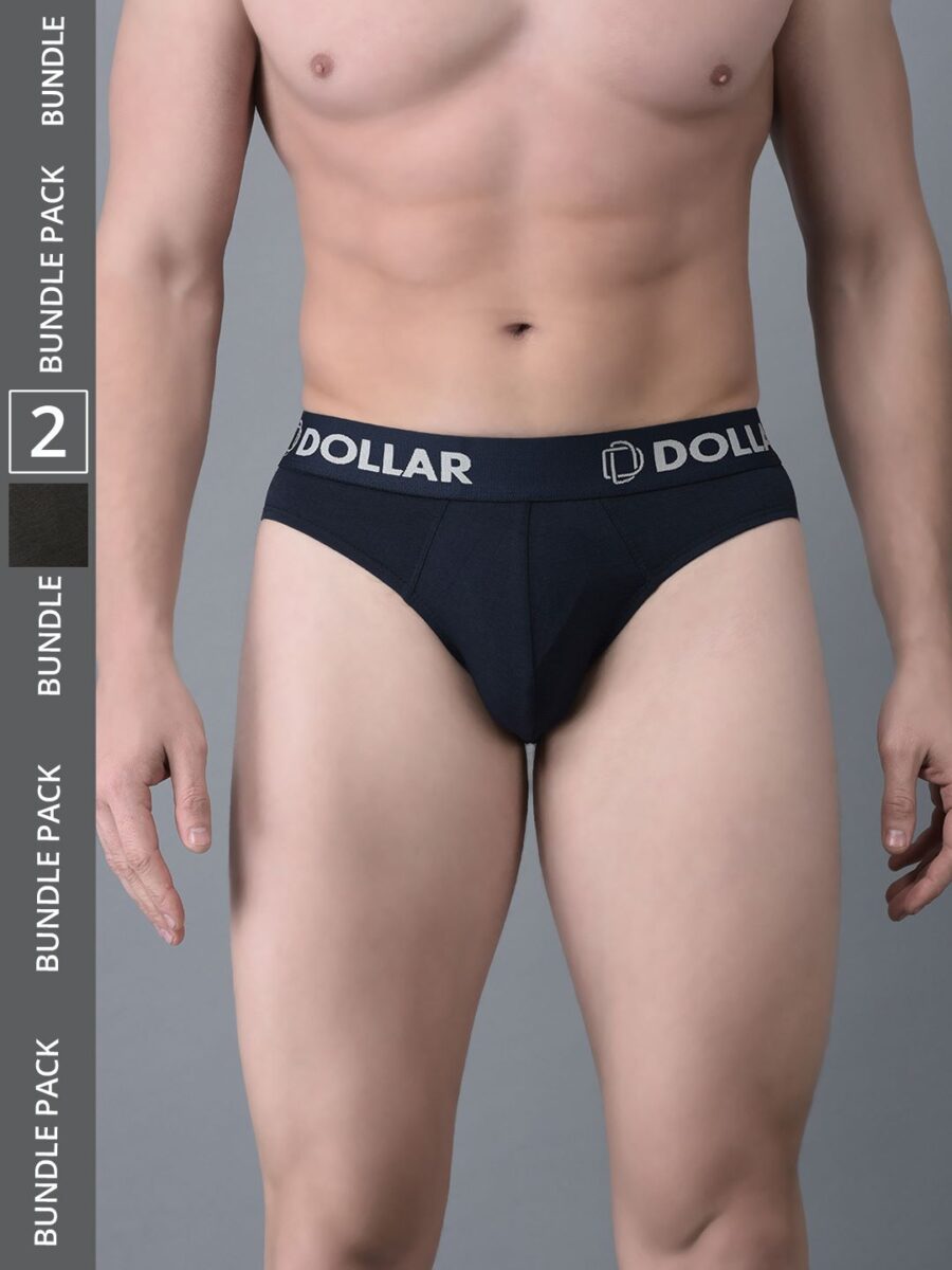 Dollar Bigboss Men's Pack of 2 Shuffle Intellisoft Cotton Spandex Solid Brief