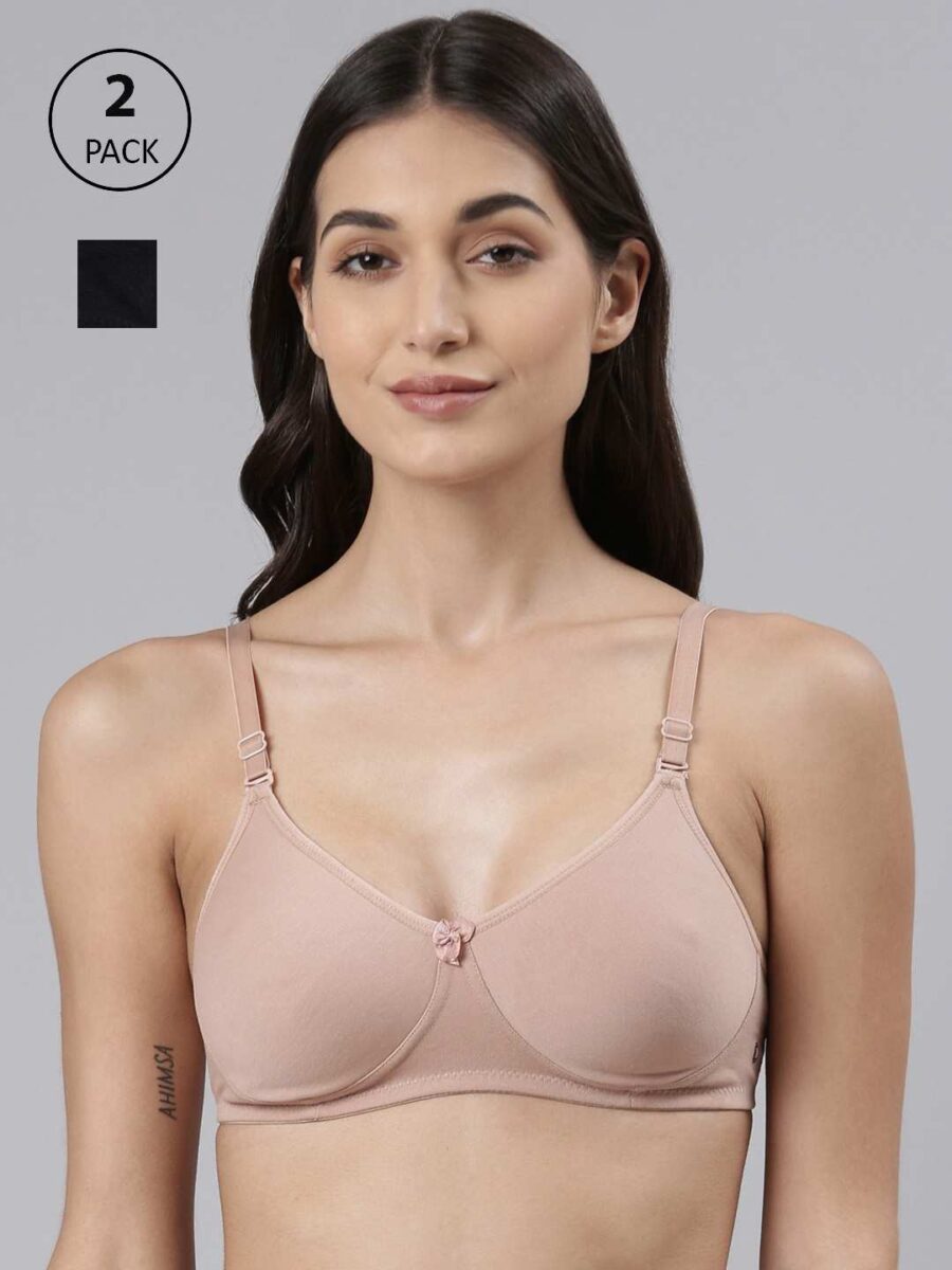 Dollar Missy Pack of 2 Women's Cotton Wire-Free Soft Padded Bra