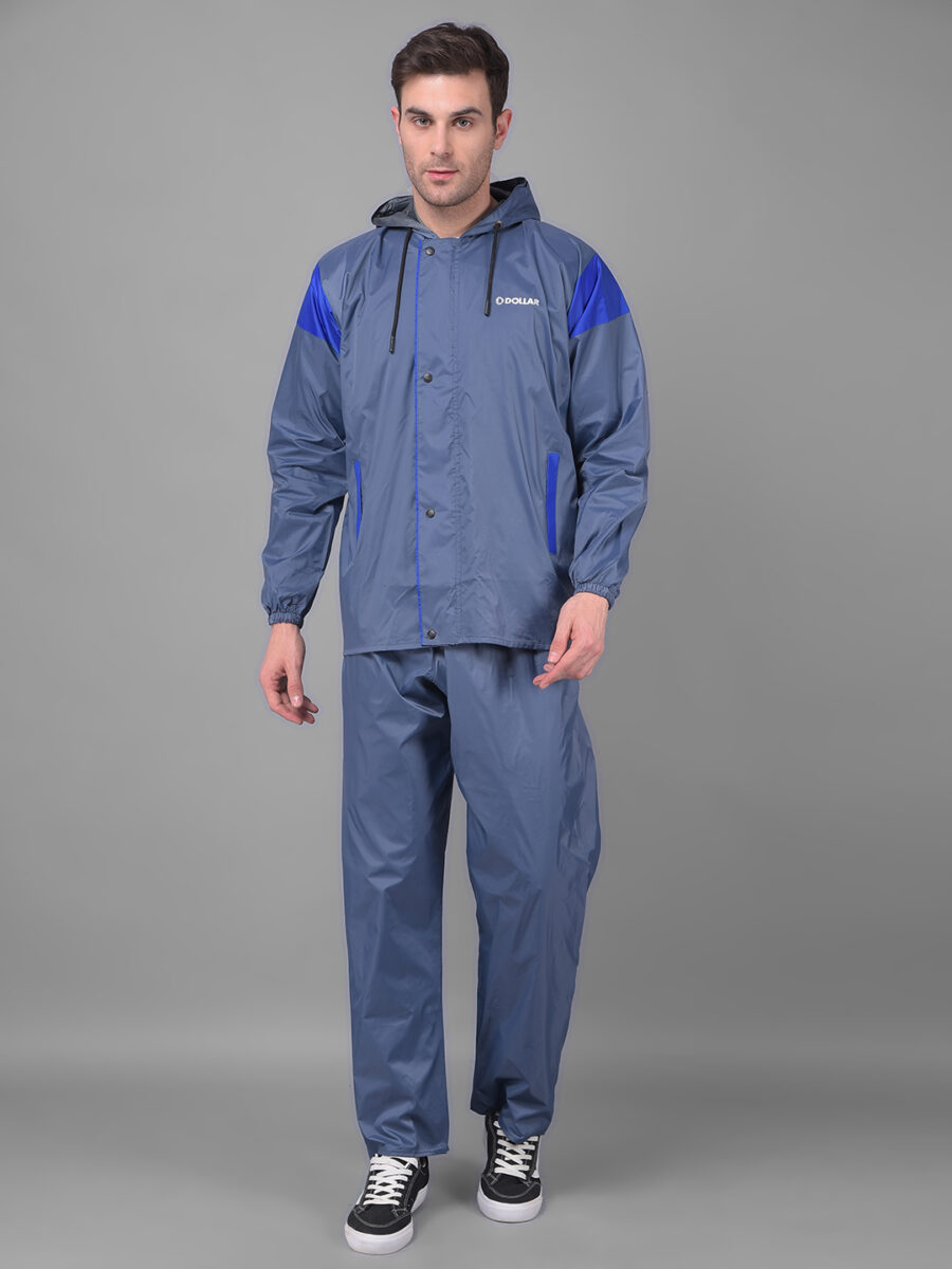 Dollar Rainguard Men's PVC Full Sleeve Solid Reversible Raincoat Set With Adjustable Hood and Pocket