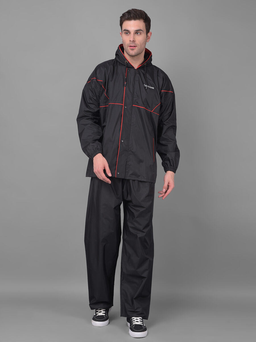 Dollar Rainguard Men's PVC Full Sleeve Solid Sporty Look Raincoat Set With Adjustable Hood and Pocket