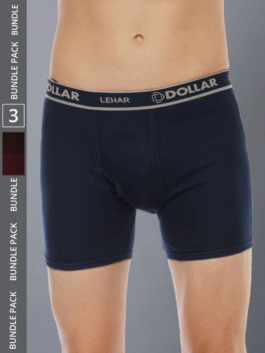 Dollar Lehar Men's Assorted Pack of 3 Combed Cotton Trunk