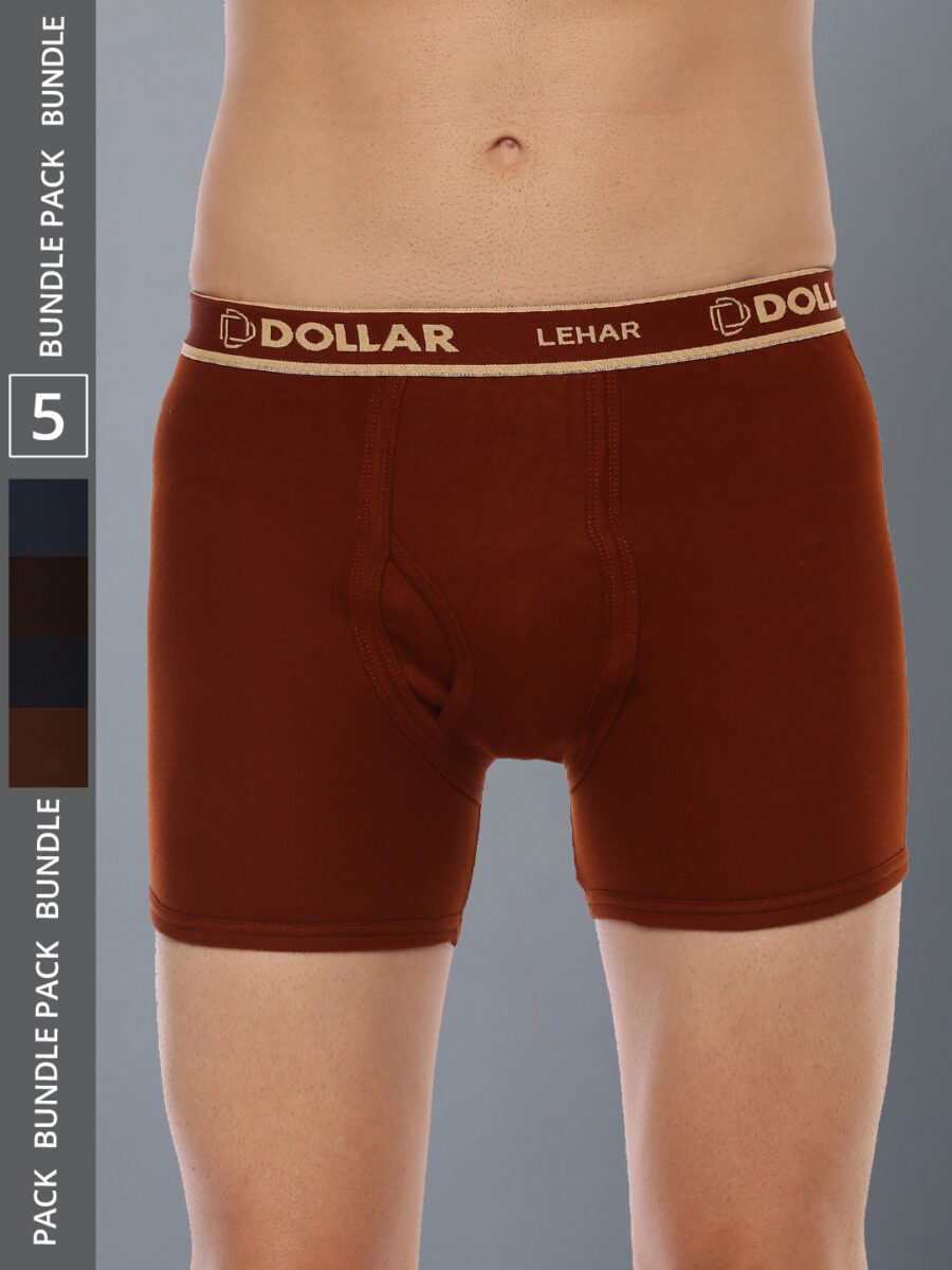 Dollar Lehar Men's Assorted Pack of 5 Combed Cotton Trunk