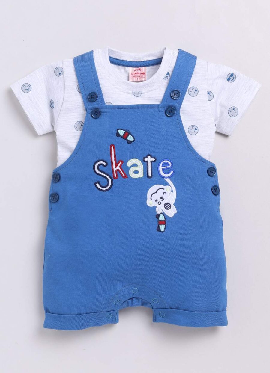 Dollar White-Blue  Baby Boys & Baby Girls Dungarees