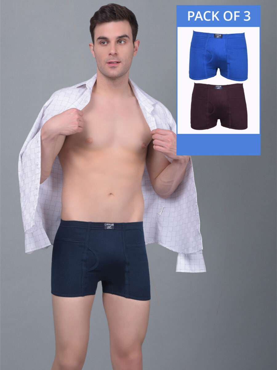 Dollar Lehar Combed Cotton Mens Pack Of 3 Trunk