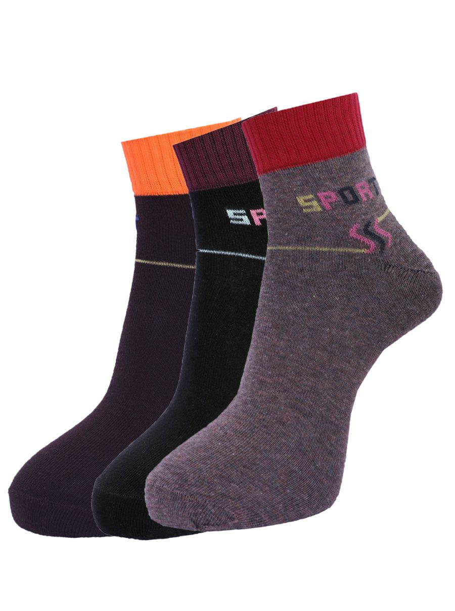Dollar Socks Cotton Ankle Length Socks for Men's Free Size (Pack of 3)