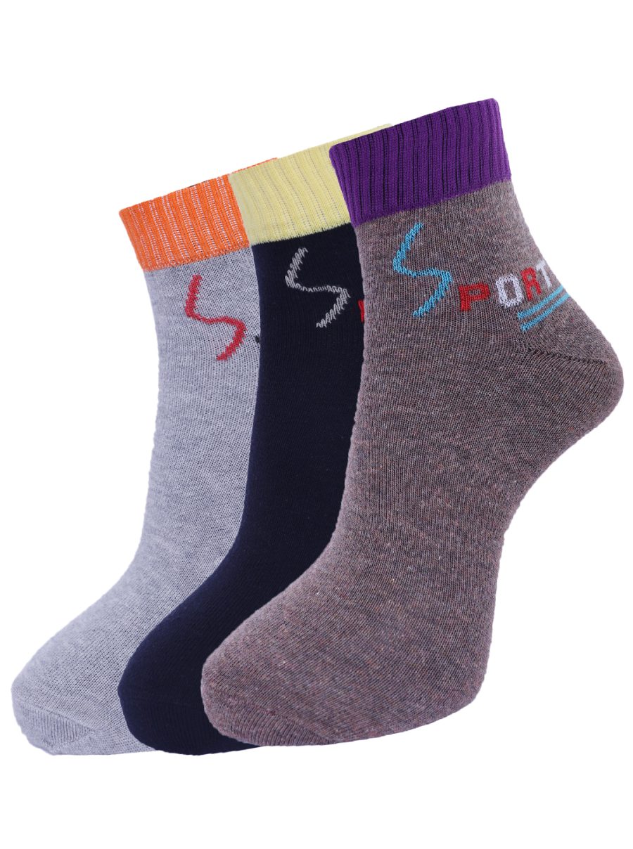 Dollar Socks Cotton Ankle Length Socks for Men's Free Size (Pack of 3)