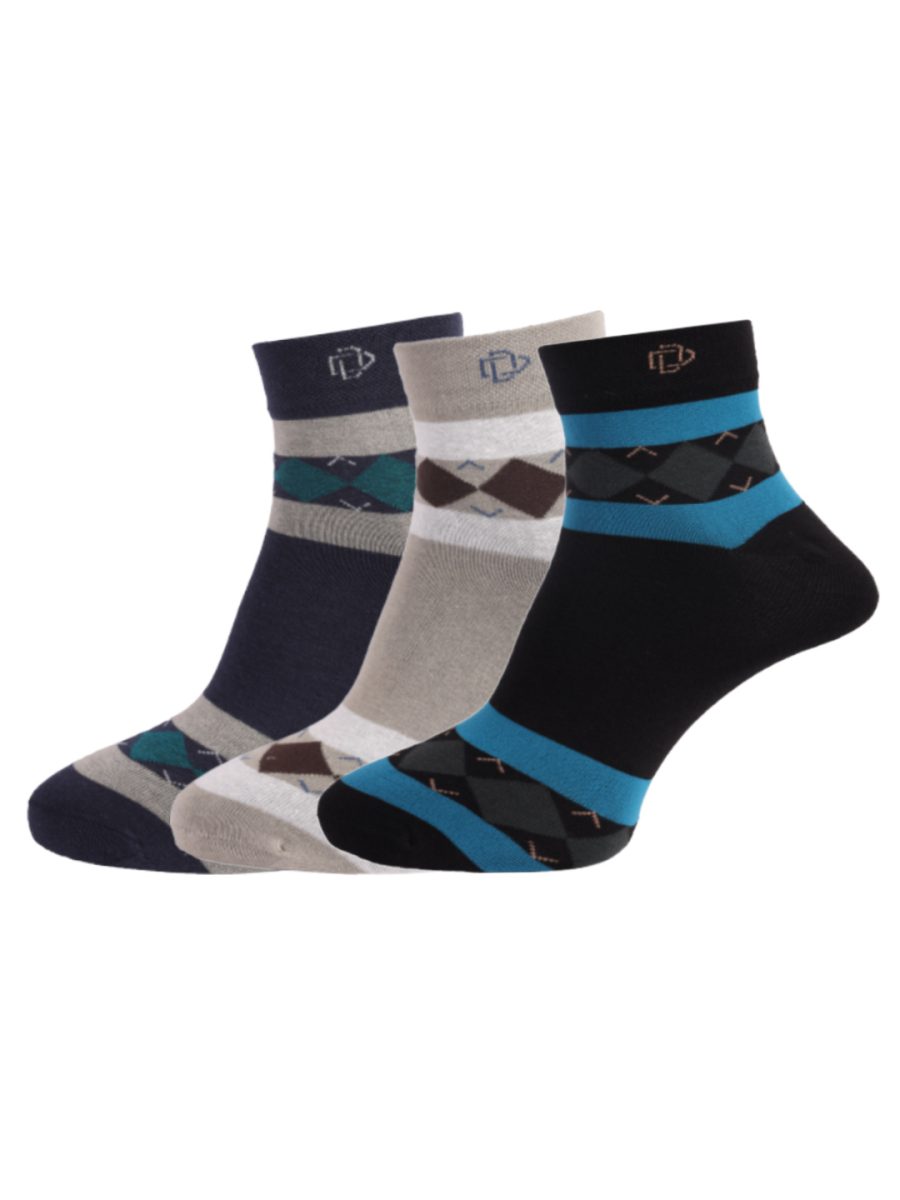 Dollar Socks Cotton Ankle Length Socks for Men's Free Size (Pack of 3)