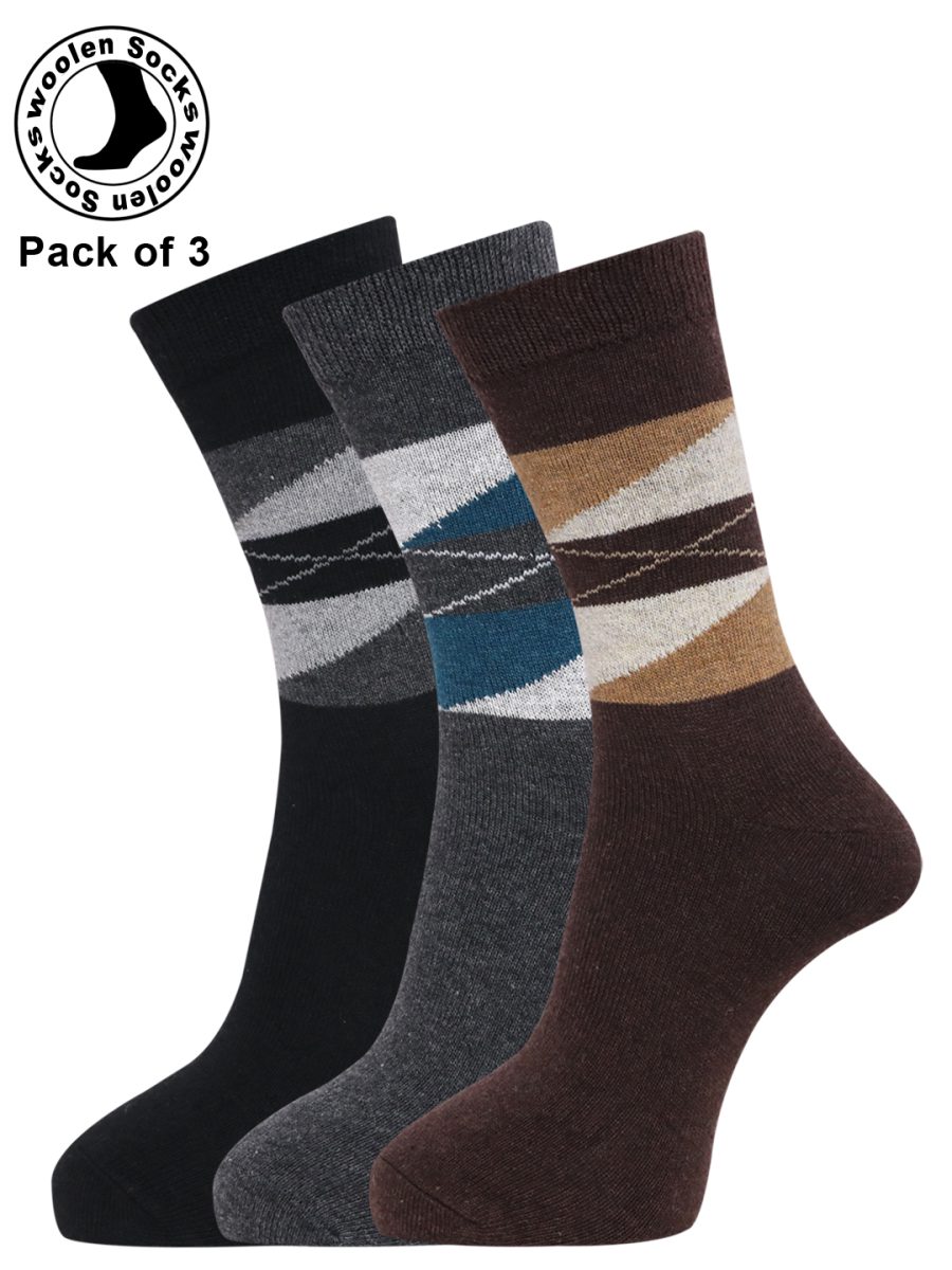 Dollar Full Length Woollen Socks for Mens Free Size (Pack of 3)