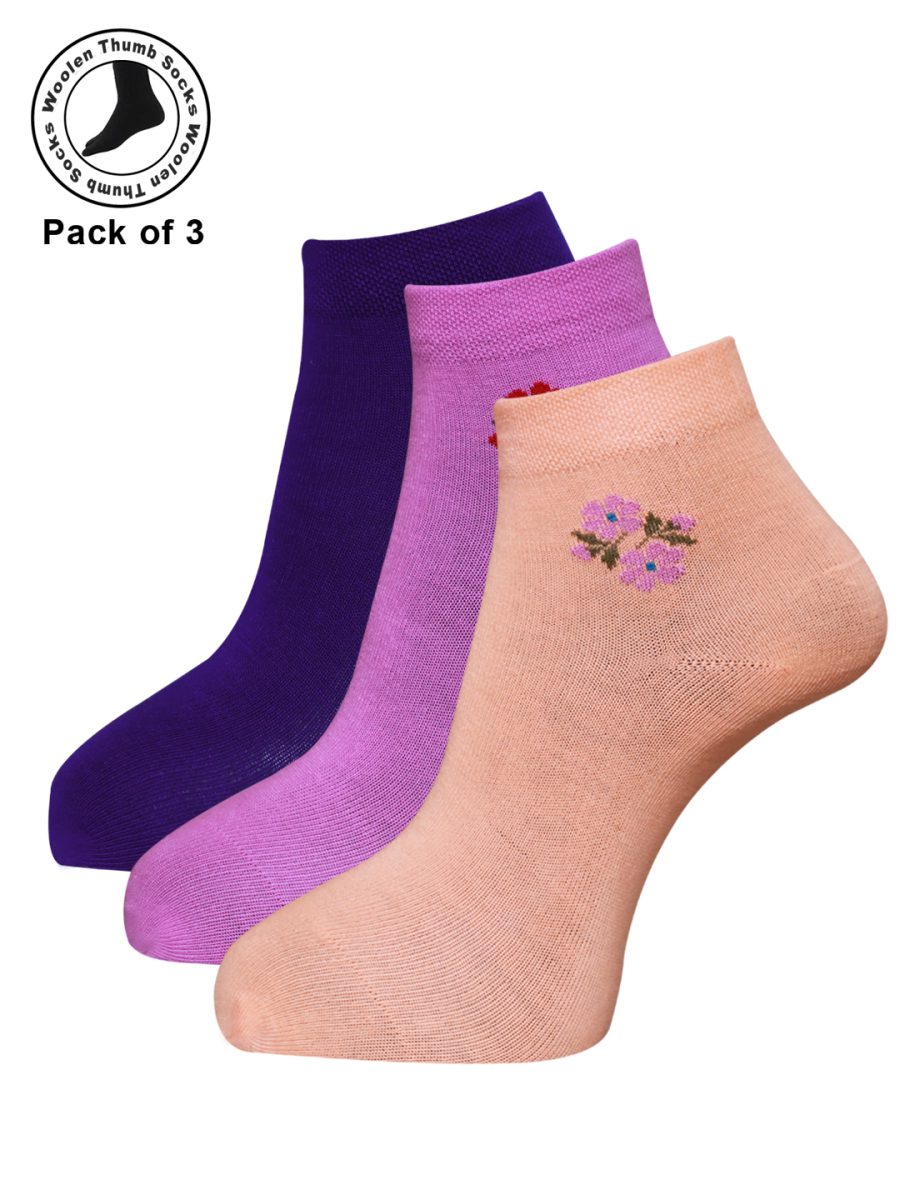 Dollar Woollen thumb socks Ankle Length Socks For Women's And Girls (Pack of 3)